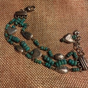 Triple Strand Brighton Turquoise/Silver Bracelet.